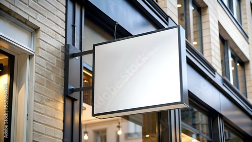 Blank storefront sign mockup perfect for showcasing your business name or logo.