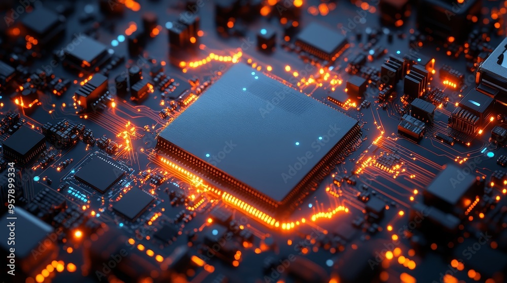 Futuristic exploded diagram of a smart device, showcasing copper wiring and microchips, minimalistic background, neon blue highlights, hyper-realistic 3D render Futuristic exploded diagram of a smart device, showcasing copper wiring and microchips, minimalistic background, neon blue highlights, hyper-realistic 3D render