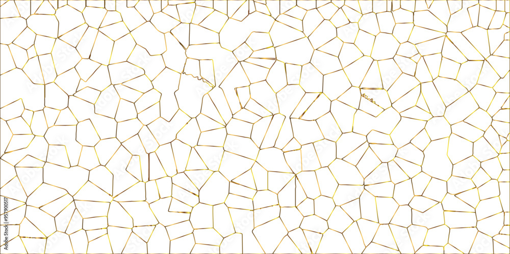 Golden gradient lines stroke abstract white crystalized broken glass background. Voronoi diagram background. abstract desktop texture design digital art wallpaper, vector illustration. Golden gradient lines stroke abstract white crystalized broken glass background. Voronoi diagram background. abstract desktop texture design digital art wallpaper, vector illustration.