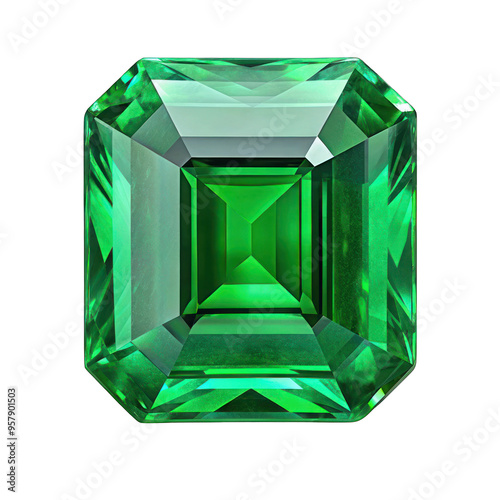 Green Emerald isolated on transparent background