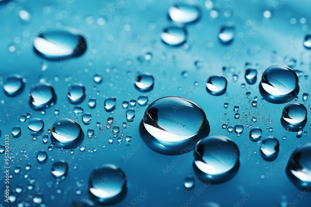 generated illustration of Beautiful blue water drops background generated illustration of Beautiful blue water drops background