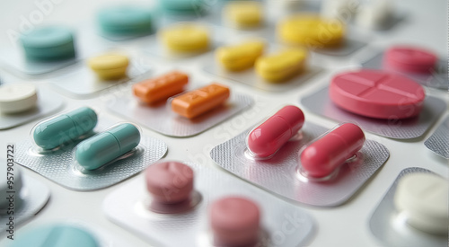 Colorful assortment of round tablets scattered across a bright surface, showcasing various shapes and vibrant colors in broad daylight