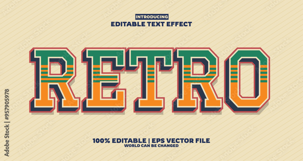Fototapeta premium Retro editable text effect in new modern trend style
