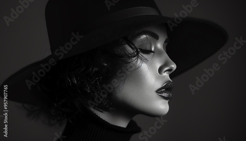 Dramatic Black and White Portrait of Woman