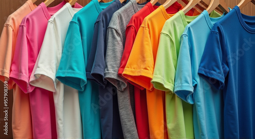 colorful shirts on hangers