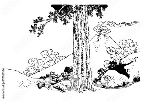甲州三嶌越　線画