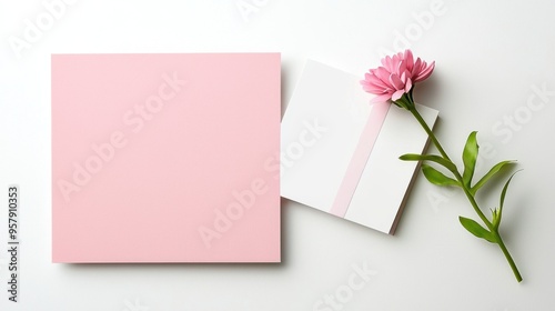 Beautiful pink notebook with a single red rose, perfect for a Valentine's Day gift or birthday celebration