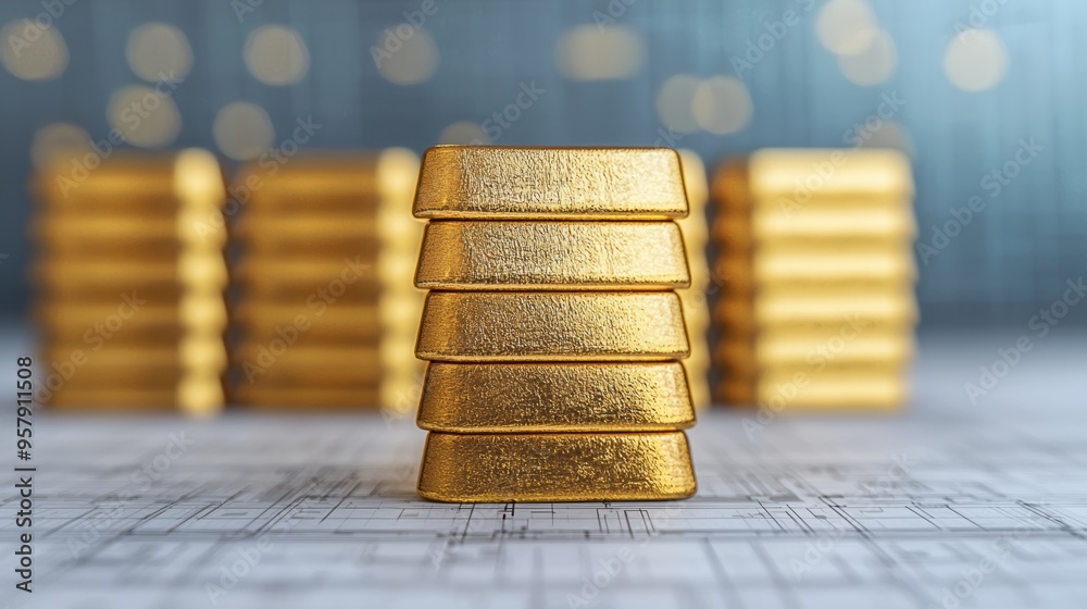 Strategic Planning for Gold Bullion Growth - with Copy Space and Selective Focus, Strategic Planning for Gold Bullion Growth - with Copy Space and Selective Focus,