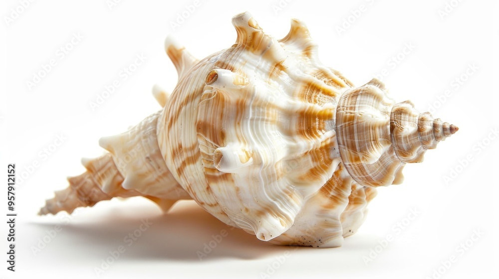 Sea shell close up view on white background Sea shell close up view on white background