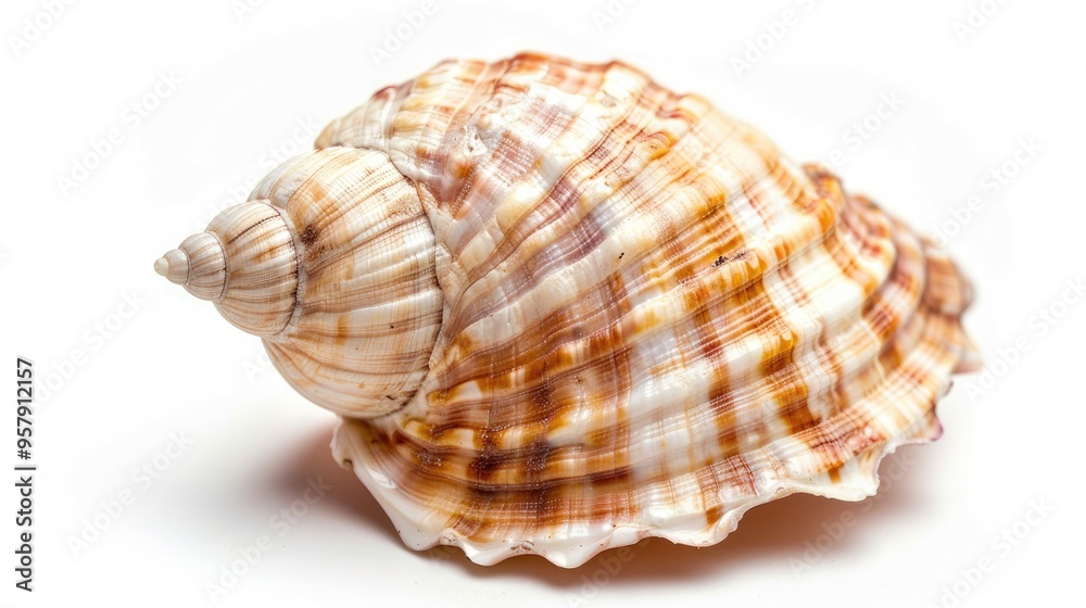 Sea shell close up view on white background Sea shell close up view on white background