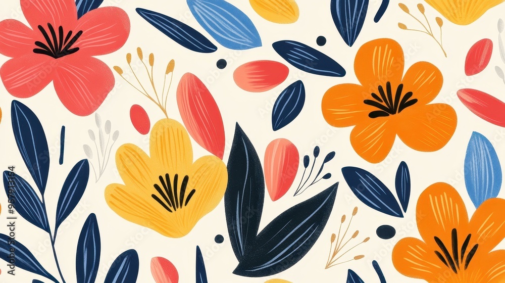 Dive into a vibrant botanical abstract design full of colorful blooms, perfect for brightening your home or office. Dive into a vibrant botanical abstract design full of colorful blooms, perfect for brightening your home or office.