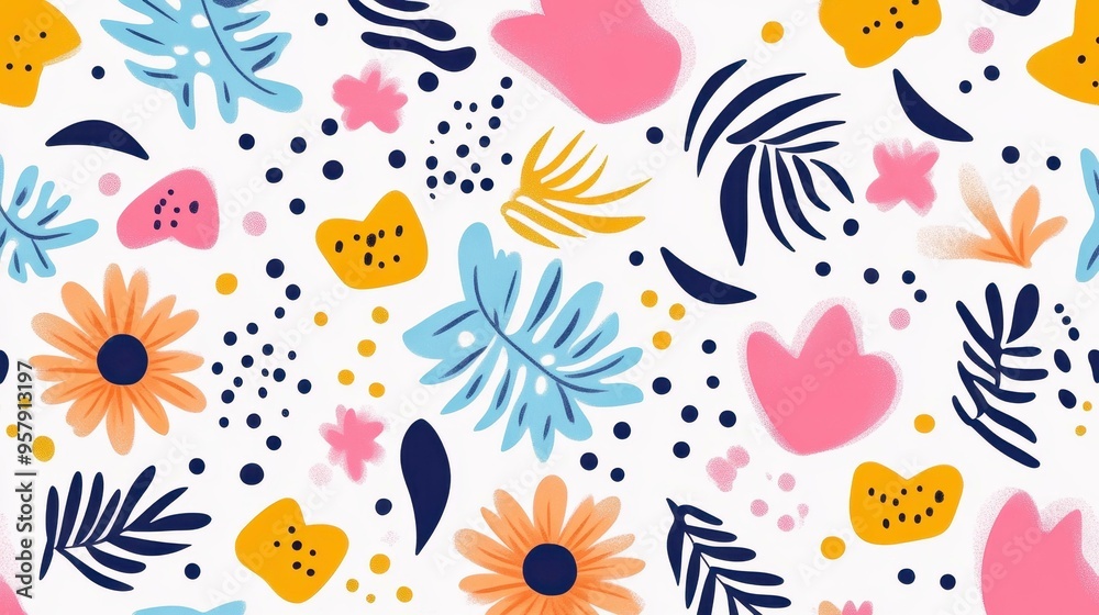 Vibrant abstract floral design with playful textures, perfect for adding a cheerful tropical vibe to your home decor. Vibrant abstract floral design with playful textures, perfect for adding a cheerful tropical vibe to your home decor.
