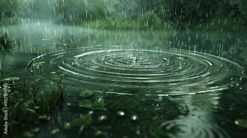 Severe storm causes day long rain and ripples in stagnant water