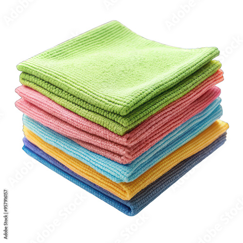 Microfiber cloths isolated on transparent background