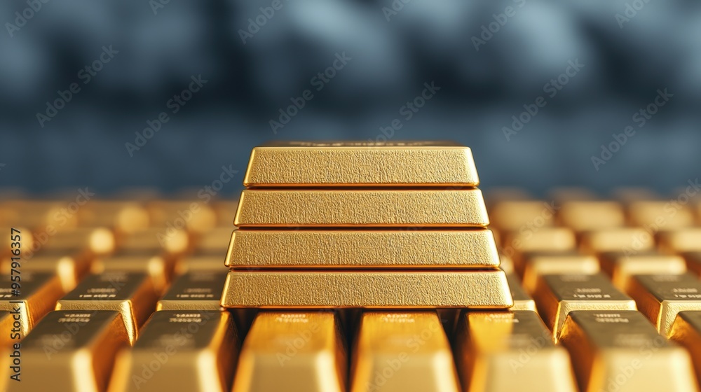Golden Safety Blanket: Gold Bullion Amidst Economic Uncertainty with Copy Space in Ultra HD Golden Safety Blanket: Gold Bullion Amidst Economic Uncertainty with Copy Space in Ultra HD