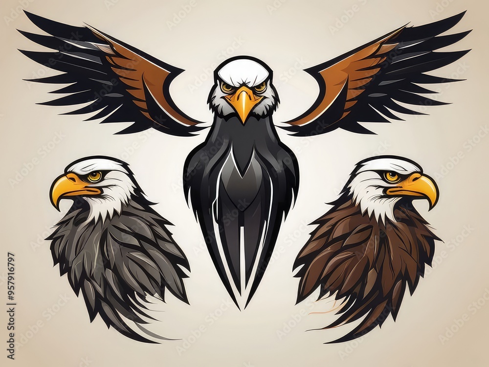 Obraz premium american bald eagle,Eagle Captured In Direct View Feathers Peaking