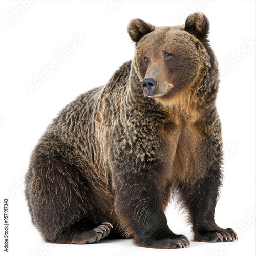 Wallpaper Mural brown bear isolated on white Torontodigital.ca
