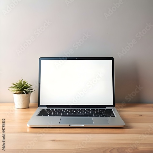 A clean. minimalist shot of a laptop with a blank screen. perfect for showcasing your product or message.