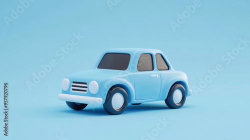 Create a 3D rendering of an automobile or minimal car icon against a clean, neutral background. The design should be suitable for mock-ups and web banners, featuring a cartoon-style interface. The car