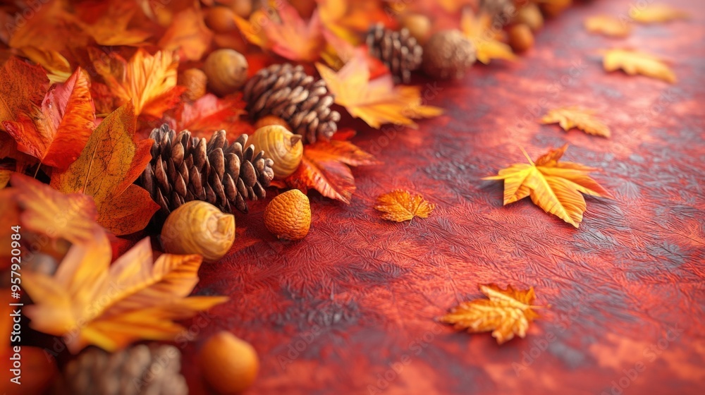 Thanksgiving table runner, warm colors, with leaf and pumpkin accents, 3D Blender style, isolated background Thanksgiving table runner, warm colors, with leaf and pumpkin accents, 3D Blender style, isolated background