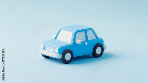 Create a 3D rendering of an automobile or minimal car icon against a clean, neutral background. The design should be suitable for mock-ups and web banners, featuring a cartoon-style interface. The car