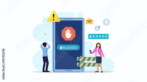 blocked account conceptual. 2d video animation 4k clip