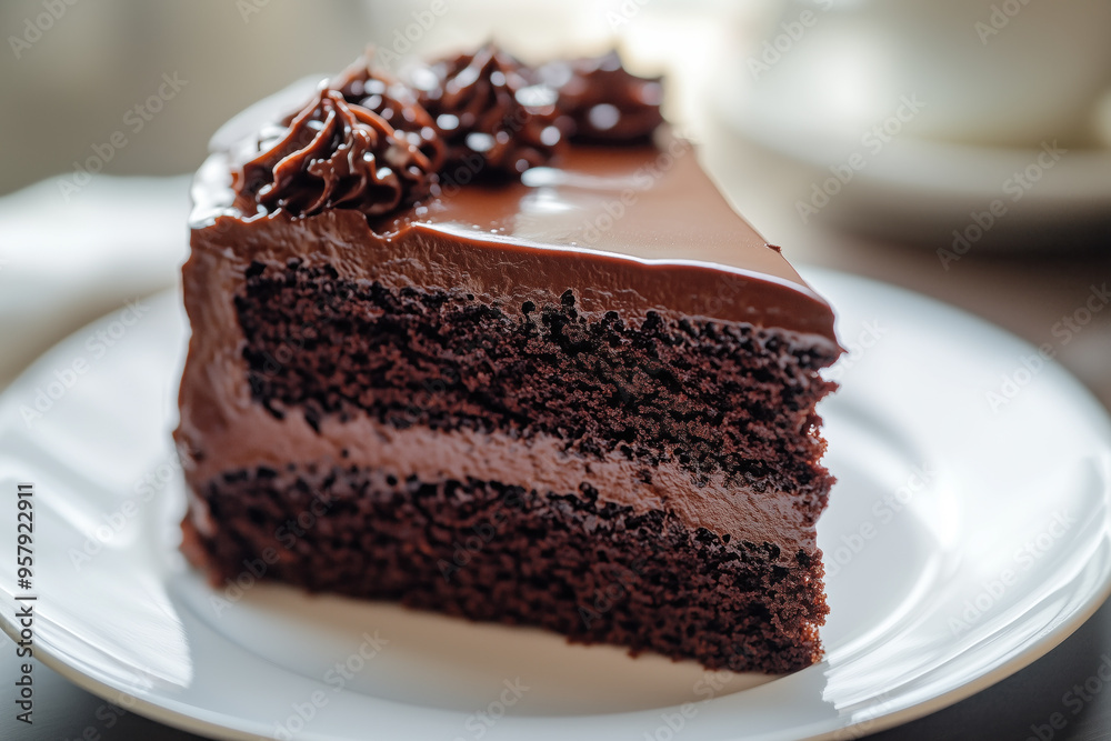 Piece of Death by Chocolate Cake featuring rich ingredients Piece of Death by Chocolate Cake featuring rich ingredients
