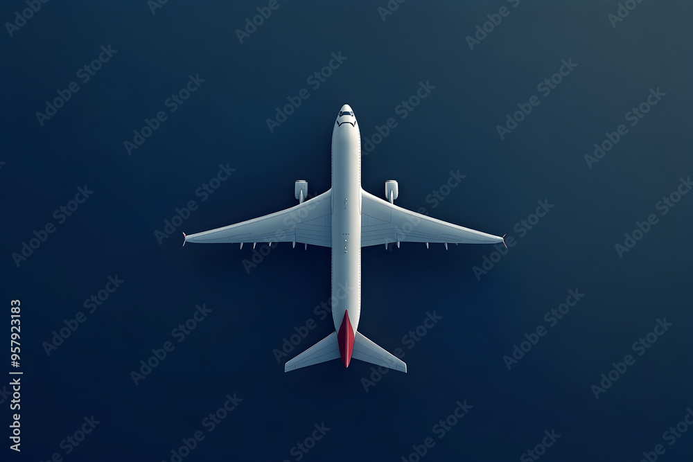 Fototapeta premium Top view of an aircraft in the air