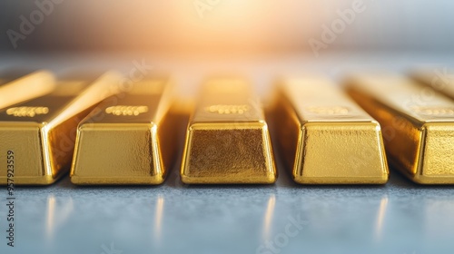 Luxurious Financial Planning: Gold Bars in High-End Office Setting with Copy Space for Text