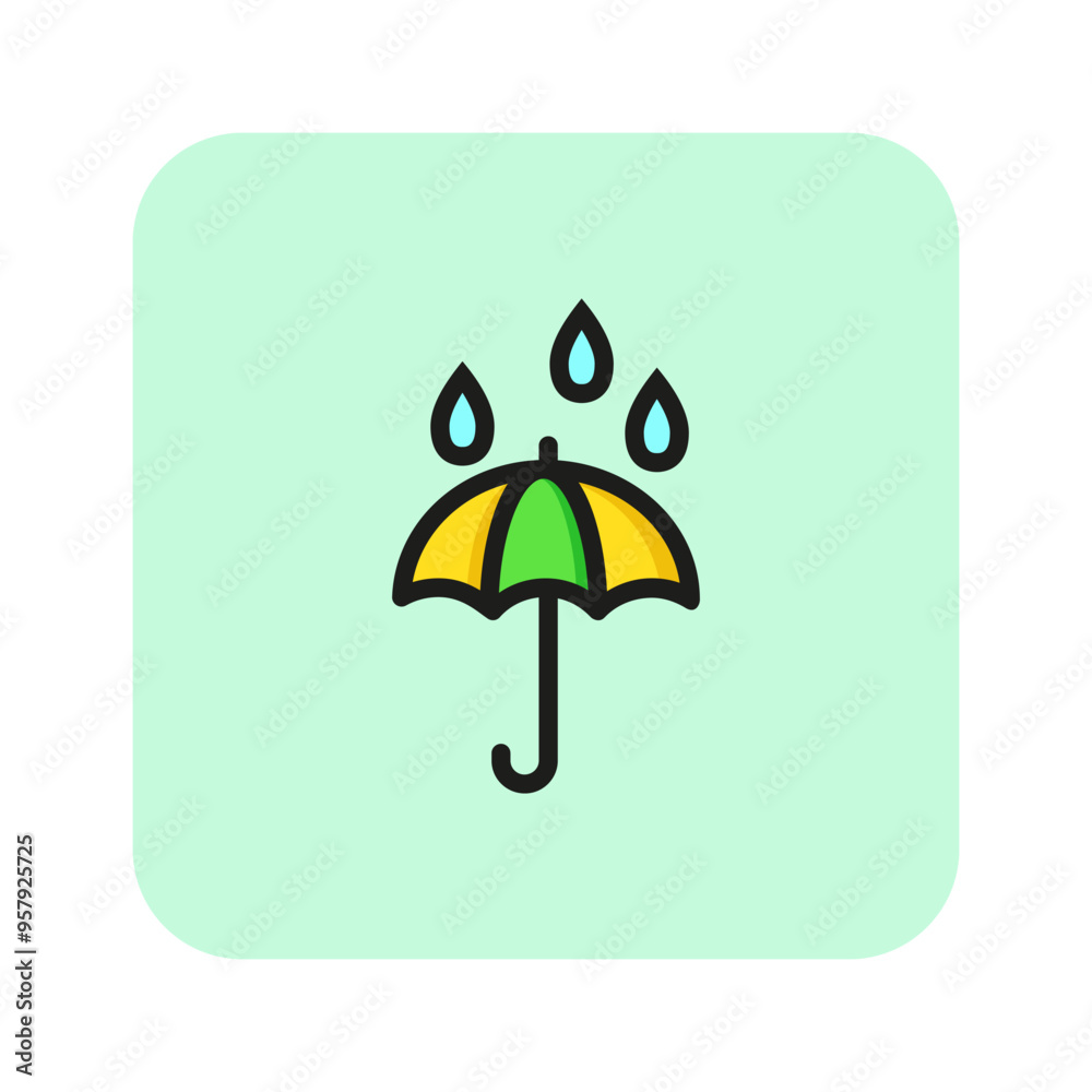 Open umbrella line icon. Rain, storm, protection. Weather concept. Vector illustration can be used for topics like climate, meteorology, security Open umbrella line icon. Rain, storm, protection. Weather concept. Vector illustration can be used for topics like climate, meteorology, security