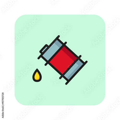 Oil loss line icon. Industry, barrel, extraction. Oil industry concept. Vector illustration can be used for topics like business, development, mining, manufacturing photo