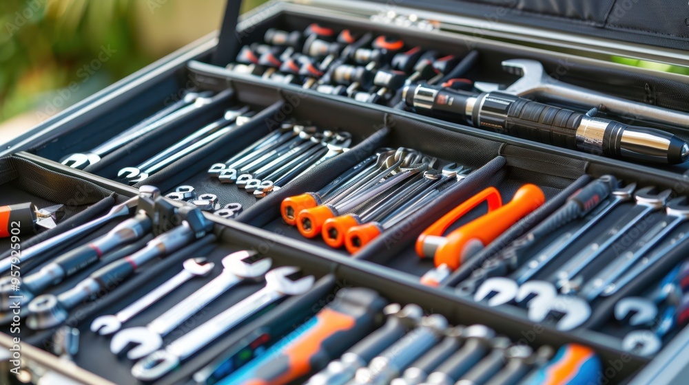 Toolbox: A practical, portable box for organizing hand tools, featuring compartments for screwdrivers, pliers, and wrenches, in metal or plastic.
Toolbox: A practical, portable box for organizing hand tools, featuring compartments for screwdrivers, pliers, and wrenches, in metal or plastic.