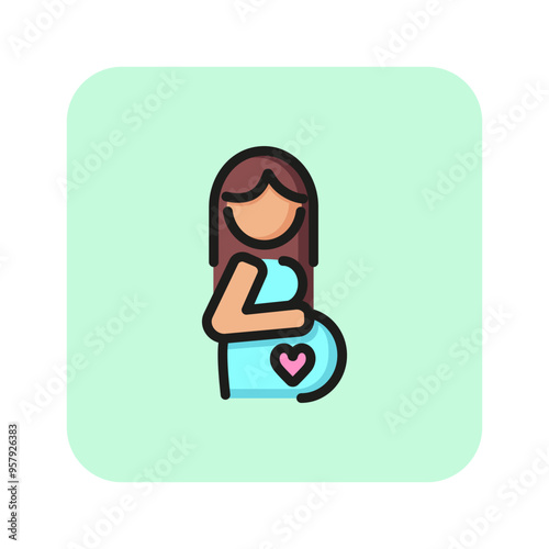 Pregnant woman line icon. Woman, heart, pregnancy. Gender concept. Vector illustration can be used for topics like communication, gender identification, sociality