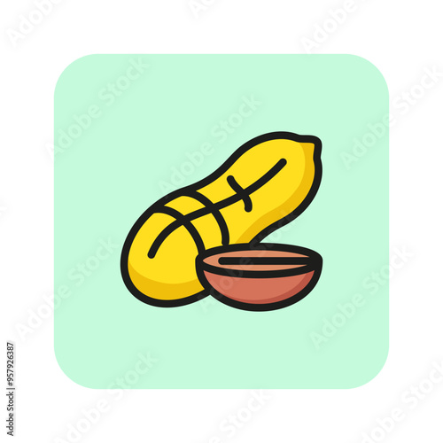 Peanut line icon. Nut, shell, diet. Nature concept. Vector illustration can be used for topics like nature, ecology, diet, healthy eating