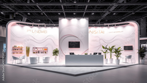 Minimal exhibition booth template. Exhibition mockup template. Promotion center