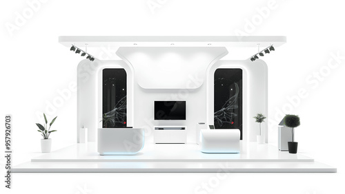 Minimal exhibition booth template. Exhibition mockup template. Promotion center