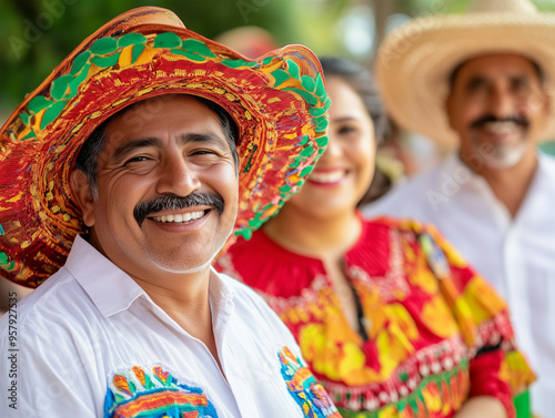 Hispanic people in traditional costume portrait - ai generative