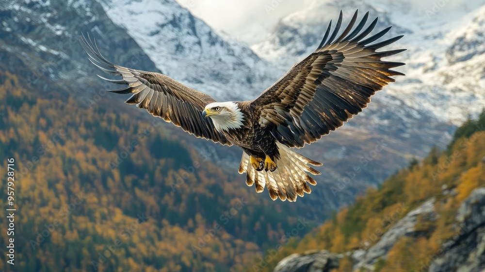 Obraz premium A majestic eagle in mid-flight