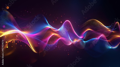 digital neon wave lines on black background