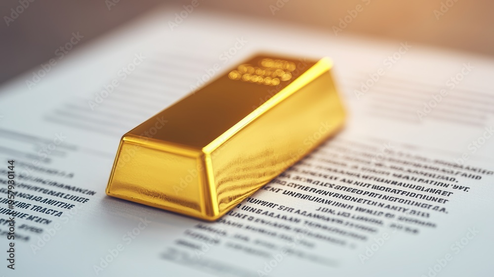 International Trade Agreements Concept with Gold Bullion Bar on Document, Copy Space, Selective Focus, Ultra HD International Trade Agreements Concept with Gold Bullion Bar on Document, Copy Space, Selective Focus, Ultra HD