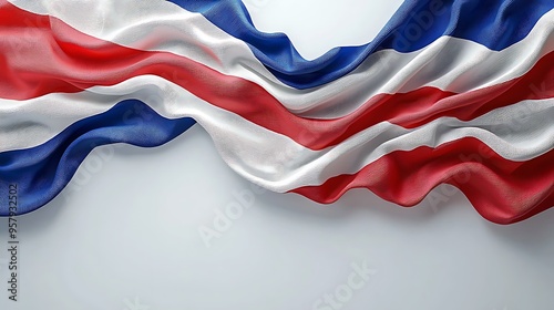 The flag of Costa Rica waves on a white background, celebrating its national pride.