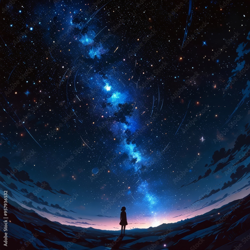 a galaxy that is above a planet with a star that says star . a galaxy that is above a planet with a star that says star .