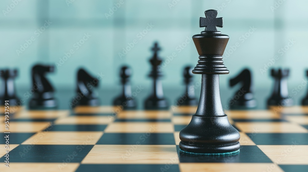 Strategic Business Planning Concept with Chess Figures on Chessboard, Copy Space, Selective Focus - Strategic Business Planning Concept with Chess Figures on Chessboard, Copy Space, Selective Focus -