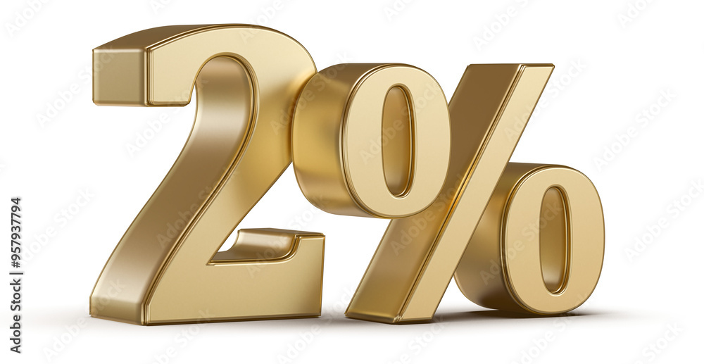 2 Percent Discount Gold Number 3D 2 Percent Discount Gold Number 3D
