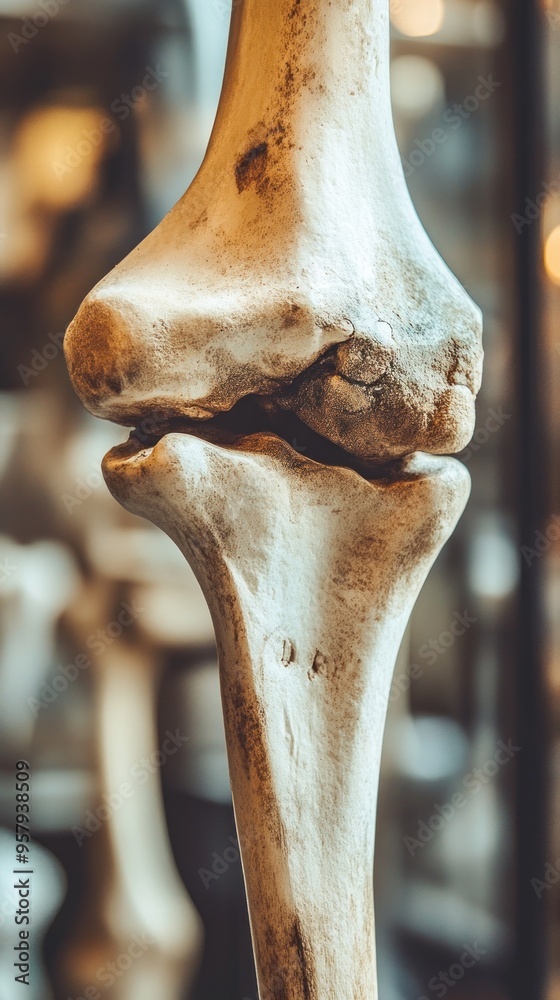 Naklejka premium Close-up of a human elbow joint, showing the intricate structure of the bones.