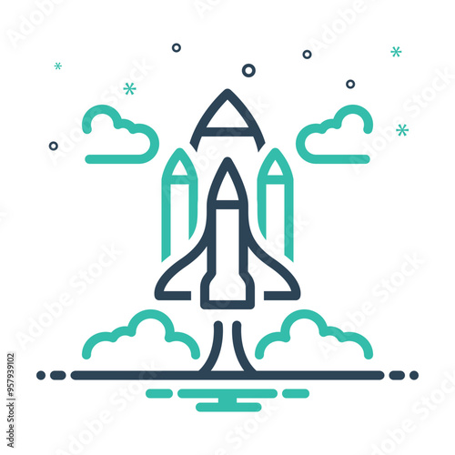 Mix icon for rocket launch