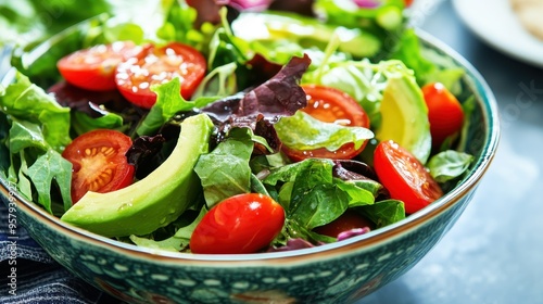 Freshly Prepared Healthy Salad with Vibrant Vegetables