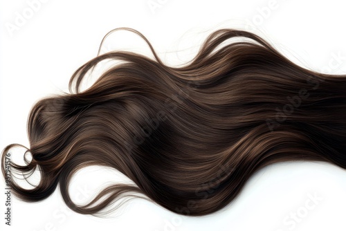 A deep brown hair wig styled in flowing, loose waves, isolated against a white background