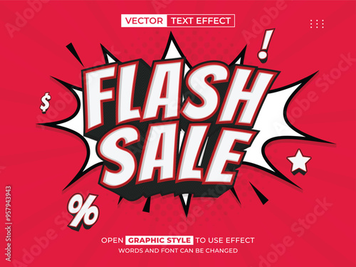 flash sale editable text, font effect, 3d text for title