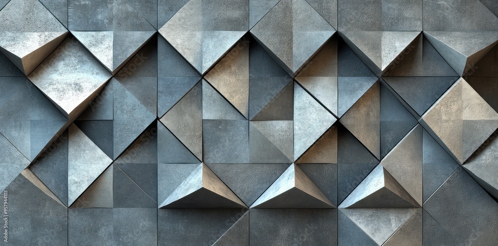 Abstract Geometric Pattern of Grey and Silver Triangles Abstract Geometric Pattern of Grey and Silver Triangles